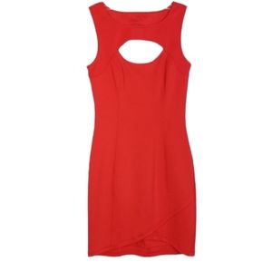 GUESS Bodycon Dress Cocktail Red Cut Out Sleeveless